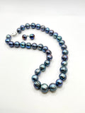 18” LARGE BLUE SILVER PEARL NECKLACE (9-11mm)