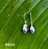TAHITIAN PEARL STERLING SILVER DANGLES (9mm)