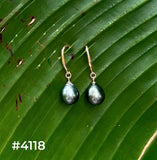 TAHITIAN PEARL ROSE GOLD DANGLE EARRINGS (9mm)