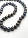 CARVED EDISON BLACK PEARL NECKLACE 27”