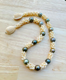 Niihau Shell + Tahitian Pearl Necklace (22 inch)