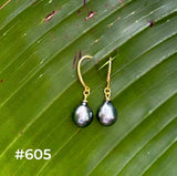 TAHITIAN PEARL GOLD DANGLES (9-10mm)