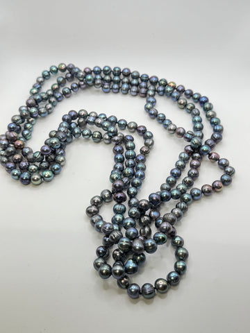 ¡SALE BUNDLE! 3 STRAND (34 INCH) BLUE SILVER PEARL NECKLACE BUNDLE • $199