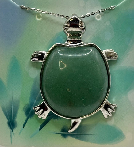 AMAZONITE + STERLING TURTLE PENDANT