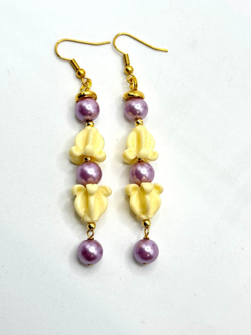 PURPLE PEARL CROWNFLOWER EARRING
