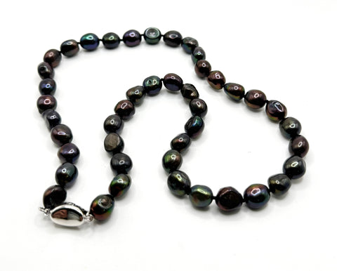 18 INCH BAROQUE BLACK PEARL NECKLACE