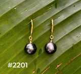 TAHITIAN PEARL GOLD DANGLES (9-10mm)