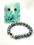 (7”) BLUE PEARL BRACELET + EARRING GIFT SET