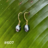 TAHITIAN PEARL GOLD DANGLES (9-10mm)