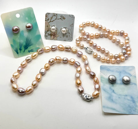 SALE! (8-9mm) Baroque Pastel Pearl Necklaces 17.5” Bundle
