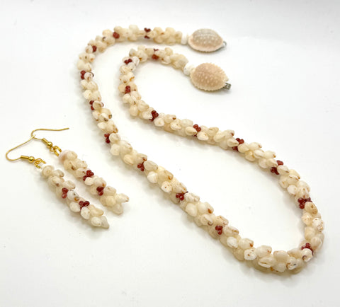 NIIHAU SHELL ROSELANI NECKLACE + EARRING SET (21”)