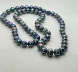 34”  BLUE SILVER PEARL NECKLACE (10-13mm)