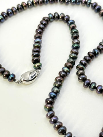 MOVING SALE: 18” BLACK BUTTON PEARL NECKLACE