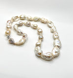 SALE! (24”) WHITE BAROQUE PEARL NECKLACE + EARRING SET