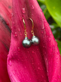TAHITIAN PEARL DANGLE EARRINGS (9-10mm)